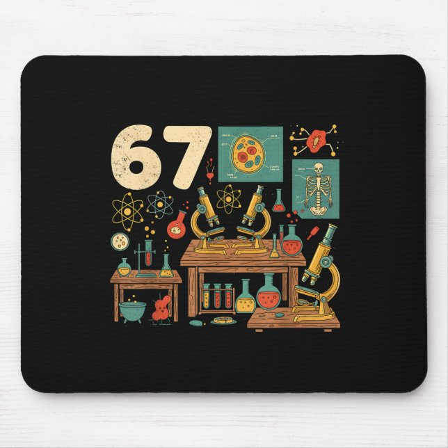Funny 67 Meme Science Teacher Students Six Seven M Mouse Mat (Front)