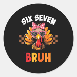 Funny 67 Meme Six Seven Bruh Aesthetic  Classic Round Sticker