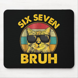 Funny 67 Meme Six Seven Bruh Cat Vintage Gen Z Alp Mouse Mat