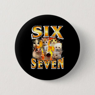 Funny 67 Meme Six Seven Cat Meme Funny Bootleg Gra 6 Cm Round Badge