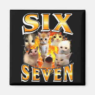 Funny 67 Meme Six Seven Cat Meme Funny Bootleg Gra Magnet