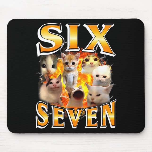 Funny 67 Meme Six Seven Cat Meme Funny Bootleg Gra Mouse Mat (Front)
