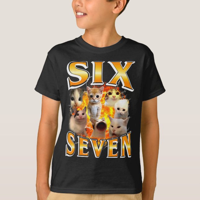 Funny 67 Meme Six Seven Cat Meme Funny Bootleg Gra T-Shirt (Front)