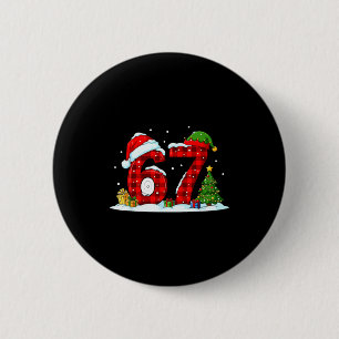 Funny 67 Meme Six Seven Christmas Buffalo Red Plai 6 Cm Round Badge