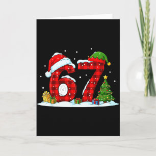 Funny 67 Meme Six Seven Christmas Buffalo Red Plai Card