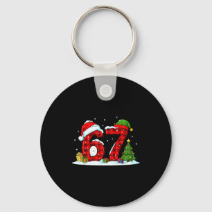 Funny 67 Meme Six Seven Christmas Buffalo Red Plai Key Ring