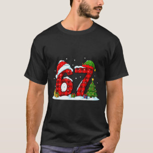 Funny 67 Meme Six Seven Christmas Buffalo Red Plai T-Shirt