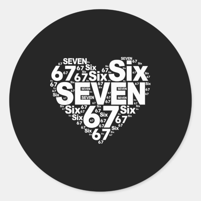 Funny 67 Meme Six Seven Heart Matching Couples Val Classic Round Sticker (Front)