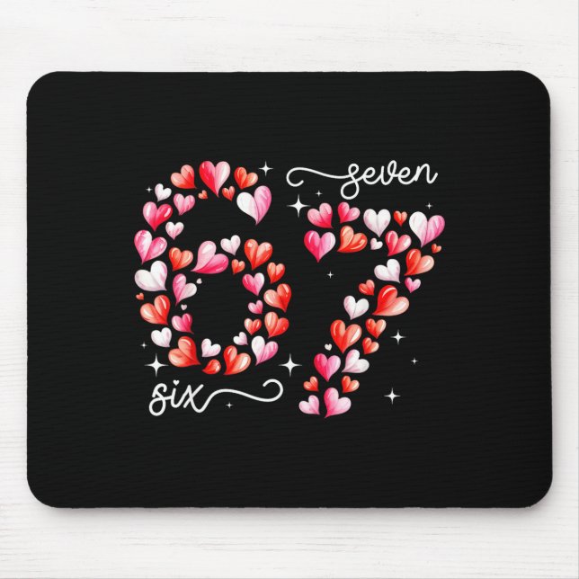 Funny 67 Meme Six Seven Heart Matching Couples Val Mouse Mat (Front)
