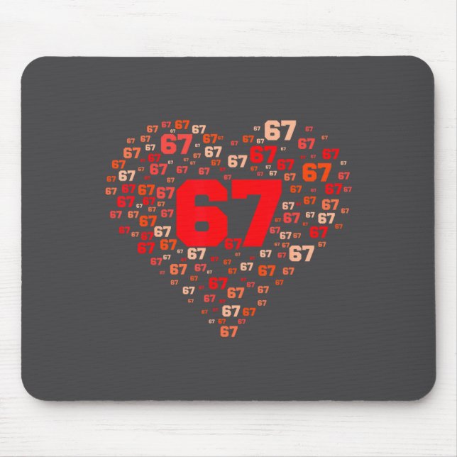 Funny 67 Meme Six Seven Heart Matching Couples Val Mouse Mat (Front)