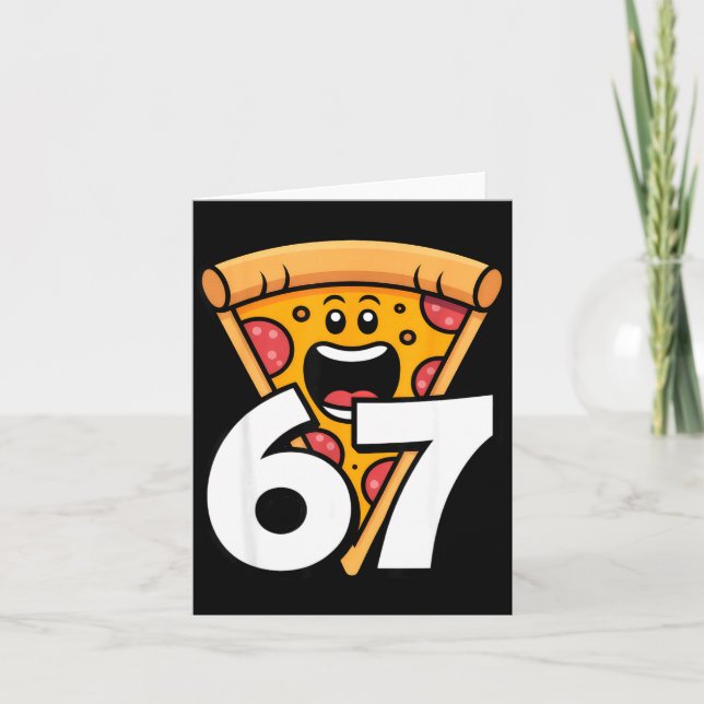 Funny 67 Meme Six Seven Humor Food Zza  Card (Front)