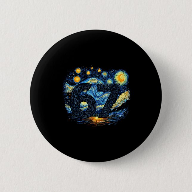 Funny 67 Meme Six Seven Starry Art Night  6 Cm Round Badge (Front)