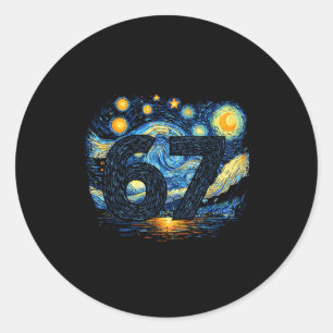 Funny 67 Meme Six Seven Starry Art Night Classic Round Sticker