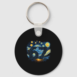 Funny 67 Meme Six Seven Starry Art Night Key Ring