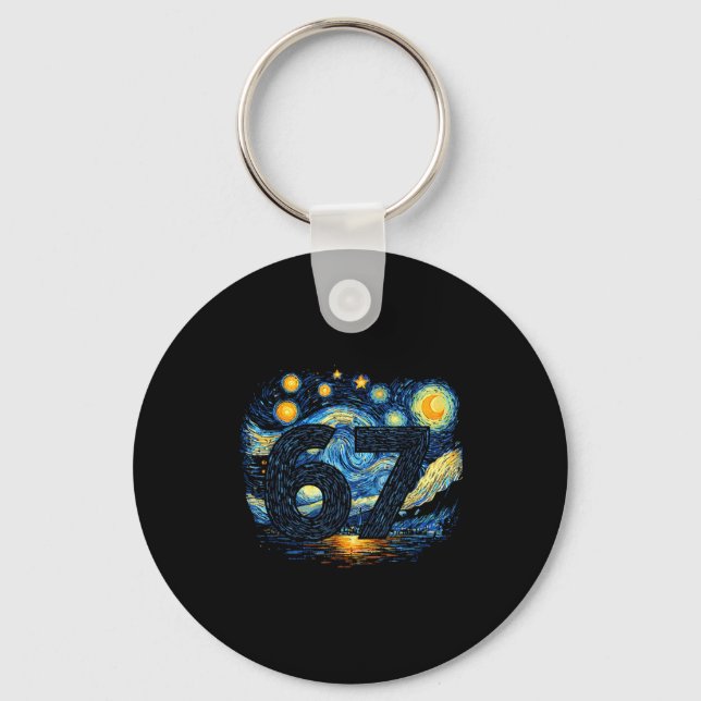 Funny 67 Meme Six Seven Starry Art Night  Key Ring (Front)