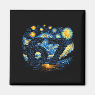 Funny 67 Meme Six Seven Starry Art Night  Magnet
