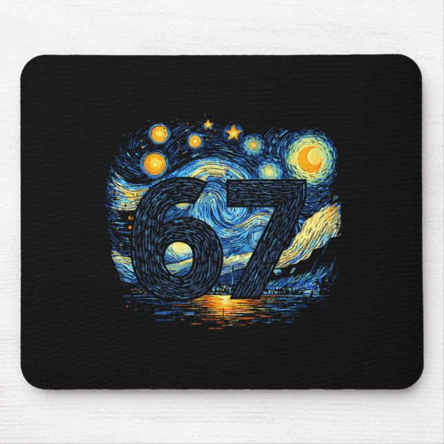 Funny 67 Meme Six Seven Starry Art Night  Mouse Mat (Front)