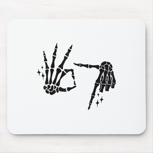 Funny 67 Meme Skeleton Hand 6 7 Halloween Six Seve Mouse Mat (Front)