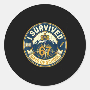 Funny 67 Meme Student I Survived 67 Days Of School Classic Round Sticker