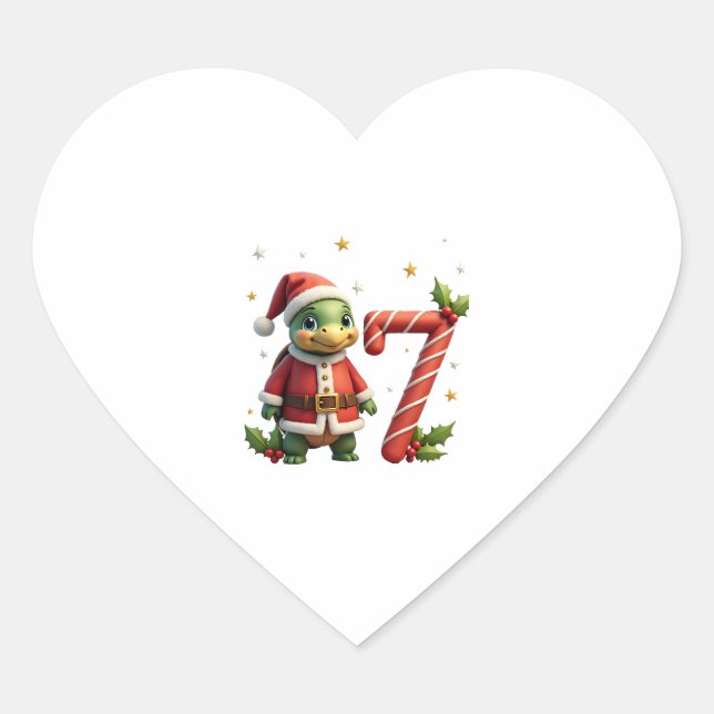 Funny 67 Meme Turtle Christmas PJm Men Women Famil Heart Sticker (Front)