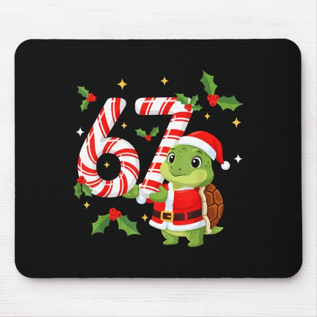 Funny 67 Meme Turtle Christmas Pjm Men Women Famil Mouse Mat (Front)
