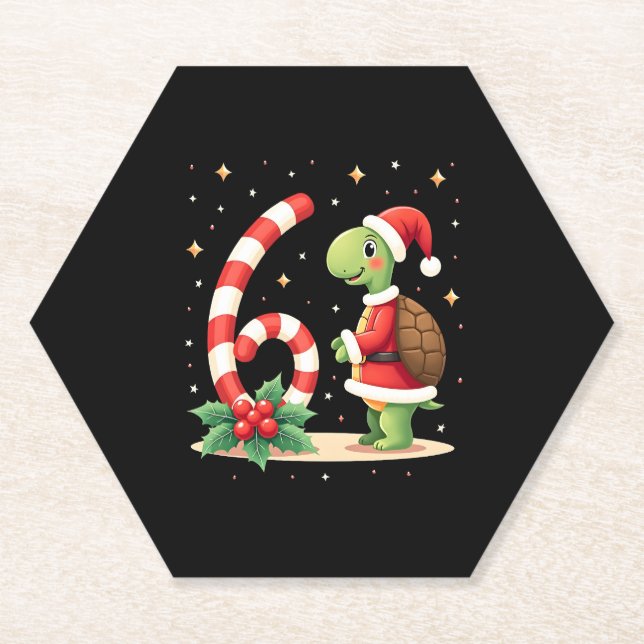 Funny 67 Meme Turtle Christmas PJm Men Women Famil Paper Coaster (Front)