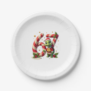 Funny 67 Meme Turtle Christmas PJm Men Women Famil Paper Plate