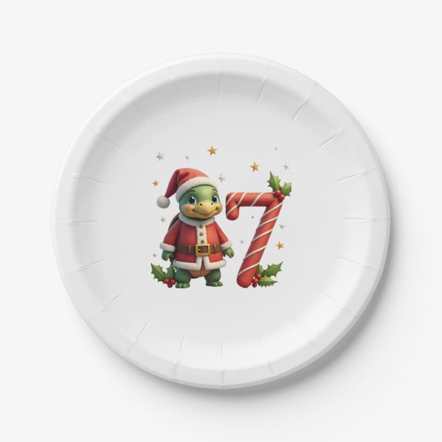Funny 67 Meme Turtle Christmas PJm Men Women Famil Paper Plate (Front)