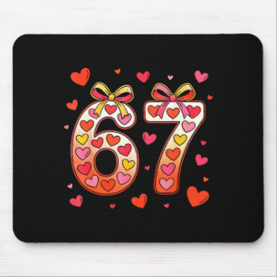 Funny 67 meme valentine hearts and bows cute retro mouse mat