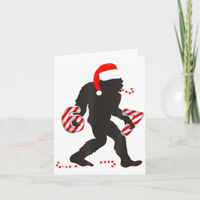 Funny 67 Meme With Bigfoot And Candy Canes Christm Card (Front)