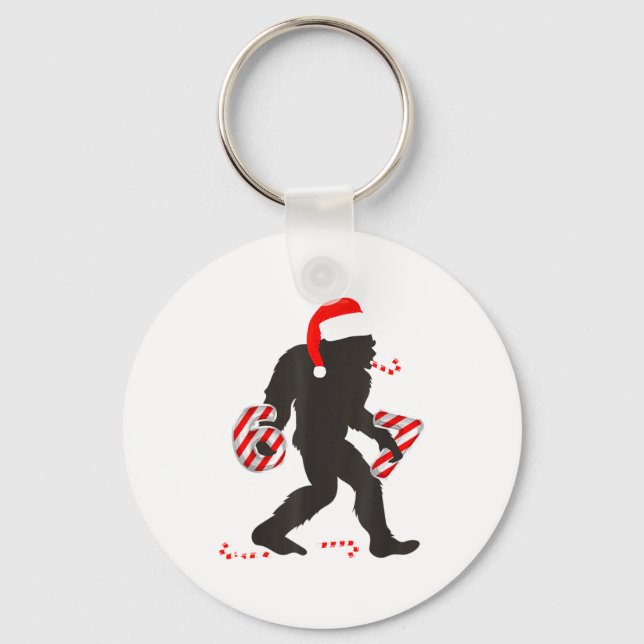 Funny 67 Meme With Bigfoot And Candy Canes Christm Key Ring (Front)