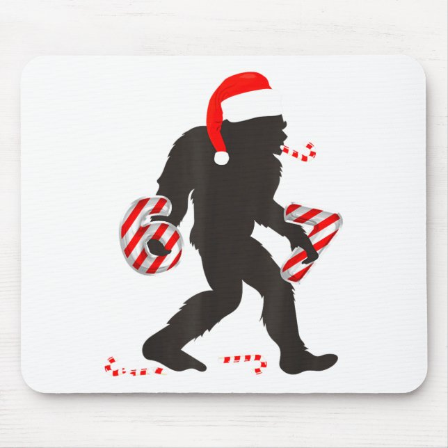 Funny 67 Meme With Bigfoot And Candy Canes Christm Mouse Mat (Front)