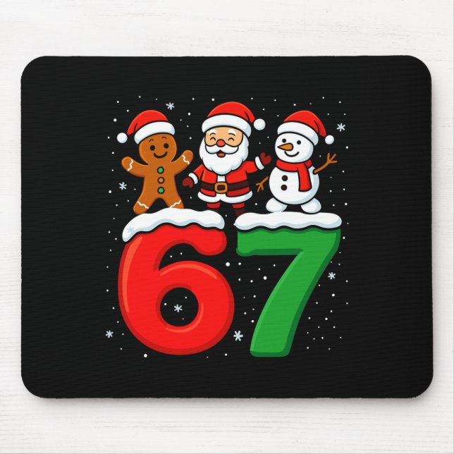 Funny 67 Meme Xmas Six Seven Santa Snowman Christm Mouse Mat (Front)