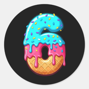 Funny 67 Number 6 Ice Cream Drip Meme Matching Gro Classic Round Sticker