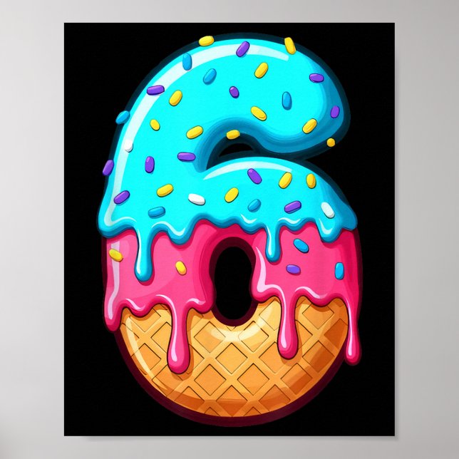 Funny 67 Number 6 Ice Cream Drip Meme Matching Gro Poster (Front)