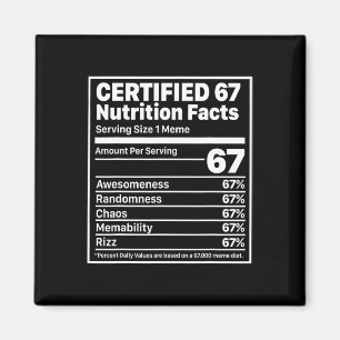 Funny 67 Nutrition Facts Six Seven Gen Z Alpha Sla Magnet