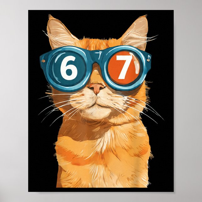 Funny 67 Orange Cat Meme Six Seven Matching Cats M Poster (Front)