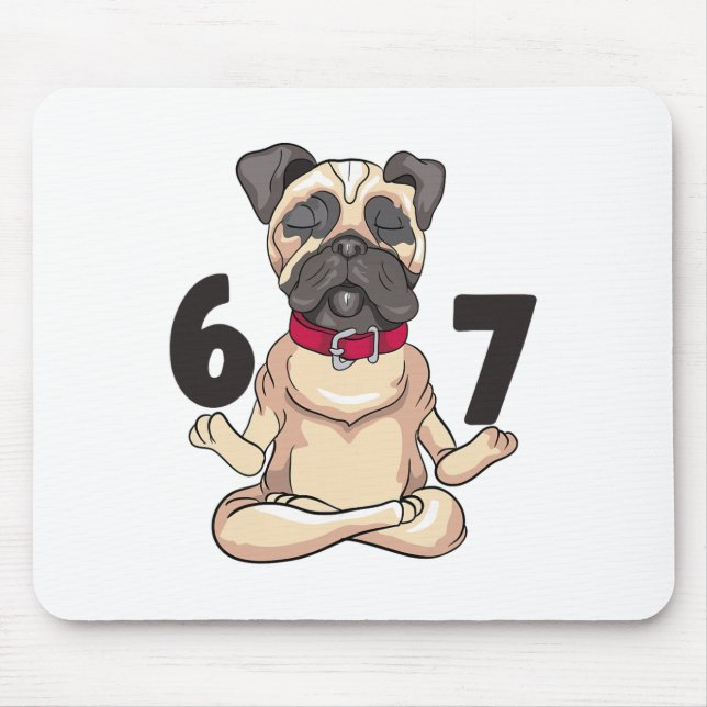 Funny 67 Pug Dog Yoga Hand Pose Graphic  Mouse Mat (Front)