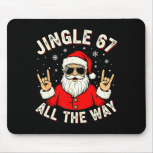 Funny 67 Rock On Santa Six Seven Trendy Meme Holid Mouse Mat