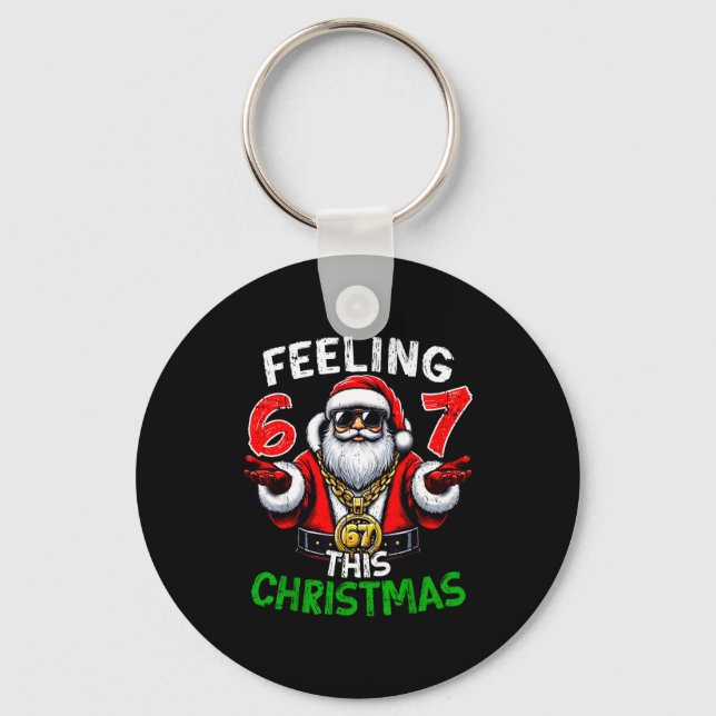 Funny 67 Santa Christmas Shirts Kids Teen Boys 6-7 Key Ring (Front)