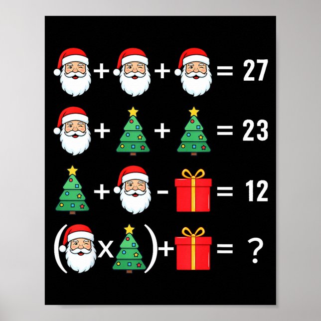 Funny 67 Santa Tree Math Teacher Christmas Xmas Hu Poster (Front)