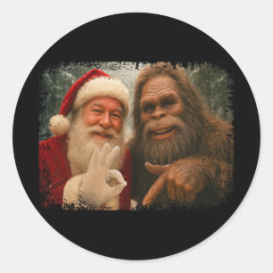 Funny 67 Santa With Bigfoot Six Seven 6 7 Meme Chr Classic Round Sticker