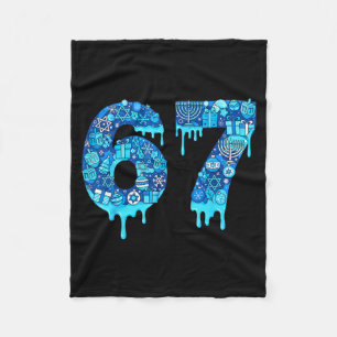 Funny 67 Six Seven 6 7 Happy Hanukkah Jewish Chanu Fleece Blanket