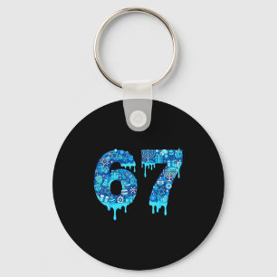 Funny 67 Six Seven 6 7 Happy Hanukkah Jewish Chanu Key Ring