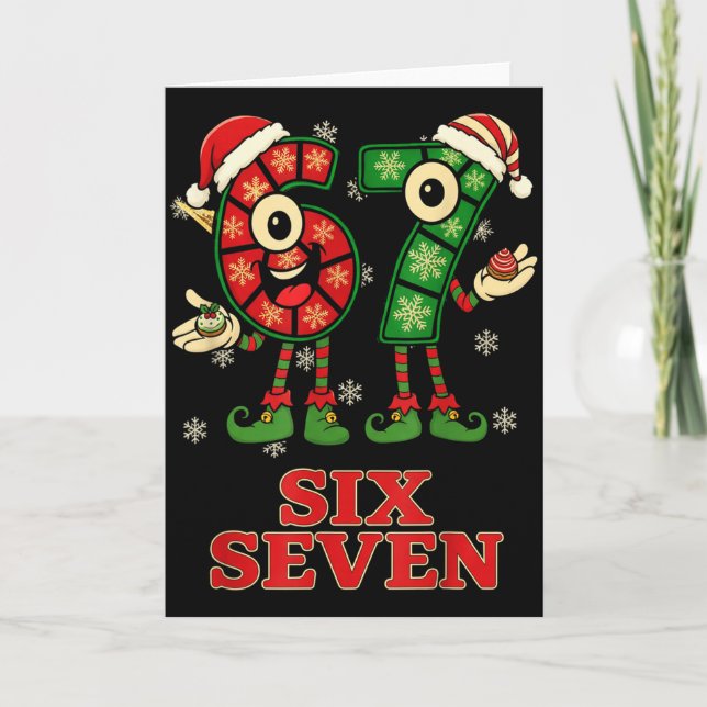 Funny 67 Six Seven 6-7 Italian Christmas Holiday W Card (Front)