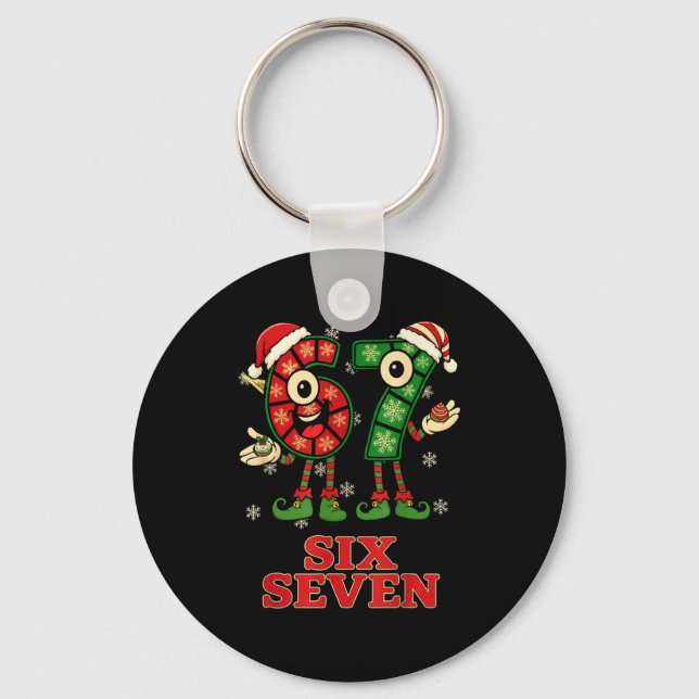Funny 67 Six Seven 6-7 Italian Christmas Holiday W Key Ring (Front)