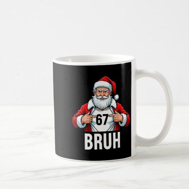 Funny 67 Six Seven Bruh Meme Christmas Santa Men W Coffee Mug (Right)