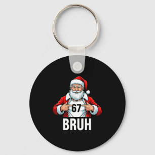 Funny 67 Six Seven Bruh Meme Christmas Santa Men W Key Ring
