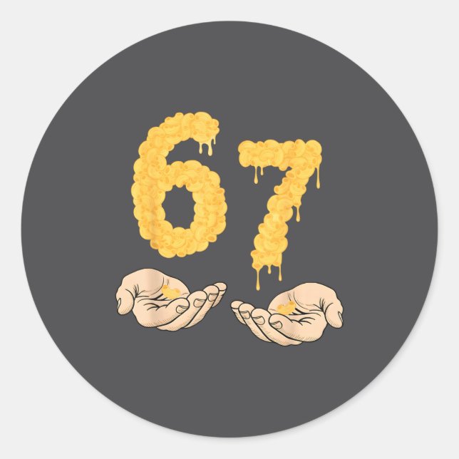 Funny 67 Six Seven Cheesy Mac &amp; Cheese 6 7 Kid Classic Round Sticker (Front)