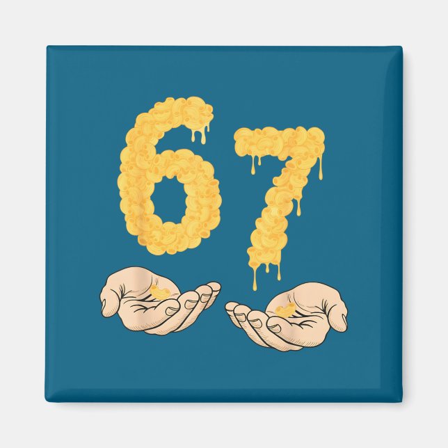 Funny 67 Six Seven Cheesy Mac &amp; Cheese 6 7 Kid Magnet (Front)